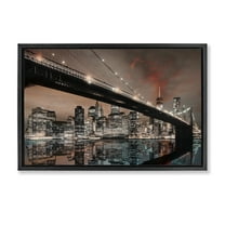Stupell Industries Bridge Cityscape View Scenery Photography Black Floater Framed Art Print Wall Art, 25 x 17