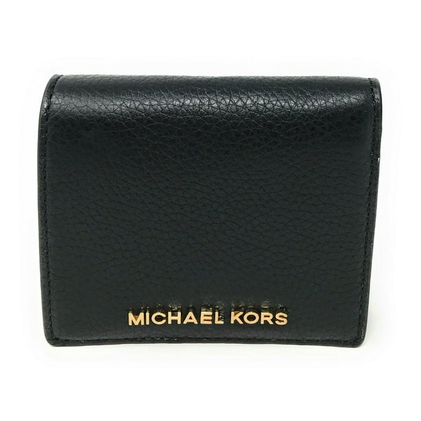 Michael Kors Jet Set Travel Md Carryall Card Case Wallet Leather Blackgold  