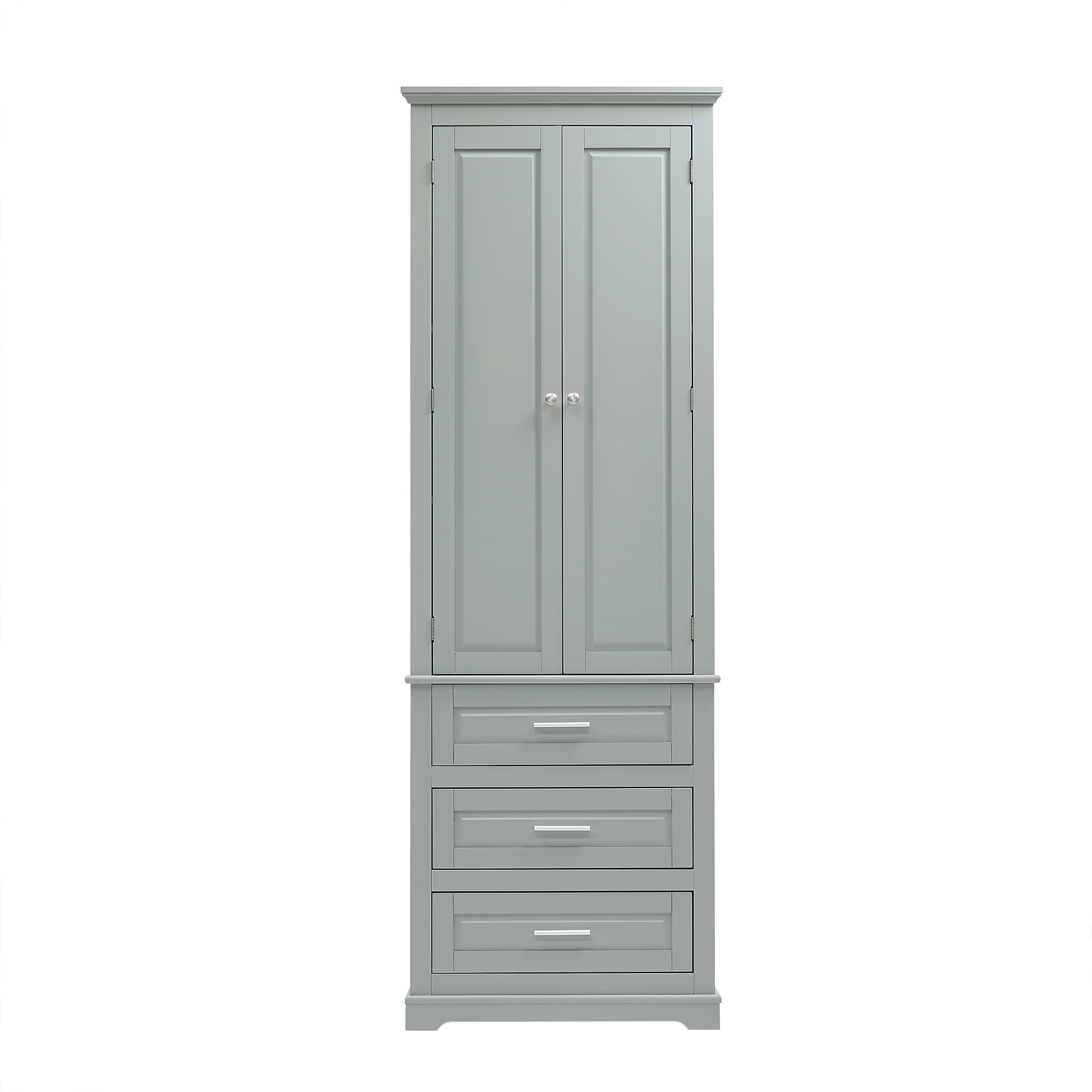 Harper & Bright Designs Tall Bathroom Storage Cabinet with Drawers and Doors, Modern Bathroom Floor Storage Cabinet with Shelf, Gray