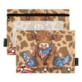 thumbnail image 2 of Ckdifva Cowboy American Flag Cow Pencil Pouch 3 Ring Zipper Pencil Case Binder Pockets Clear Top Cosmetic Bag 2 Pack, 2 of 6