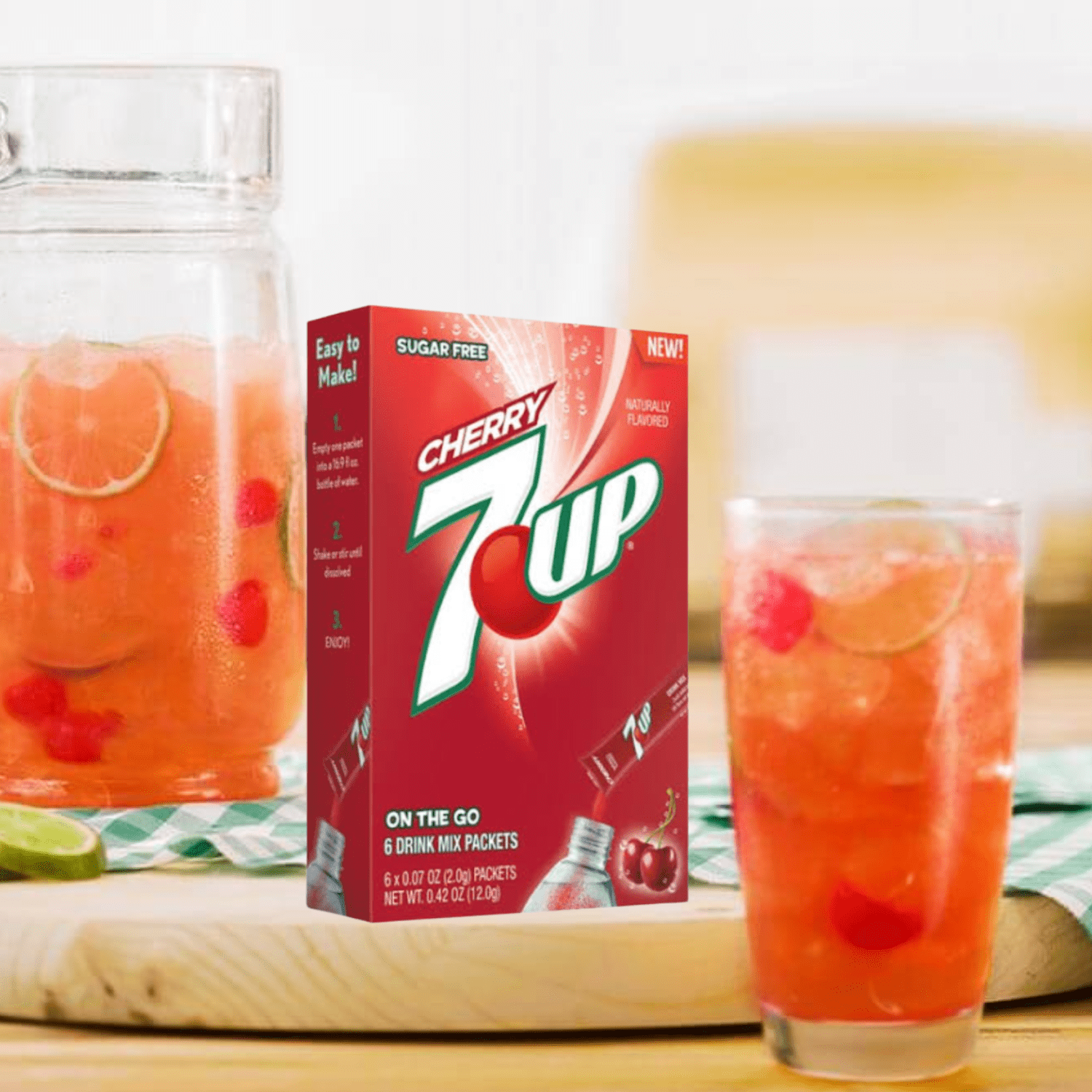 7UP Cherry Singles To Go Drink Mix, Zero Sugar Low Calorie