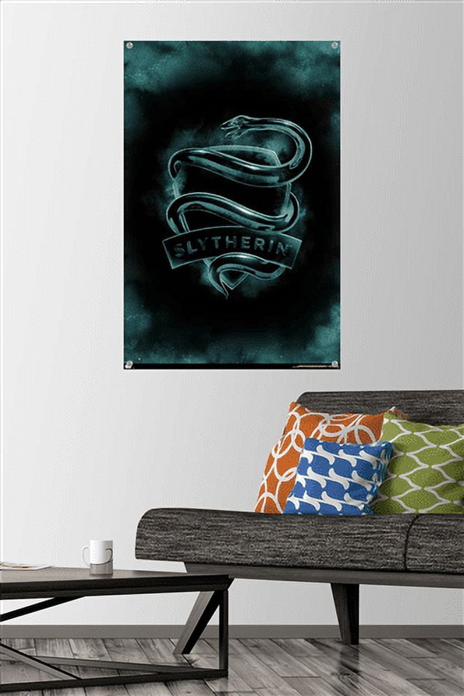 Harry Potter - Slytherin Crest Magic Wall Poster with Pushpins, 22.375" x 34"