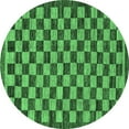 thumbnail image 1 of Ahgly Company Indoor Round Checkered Emerald Green Modern Area Rugs, 6' Round, 1 of 4