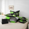 thumbnail image 5 of Feelyou Green Square Geometric Twin Bedding Sets 7-Piece, Vintage Artwork Abstract Bedding Comforter Set, Chic Rectangle Reversible Sheet Sets, Super Cozy Room Decor, 5 of 7