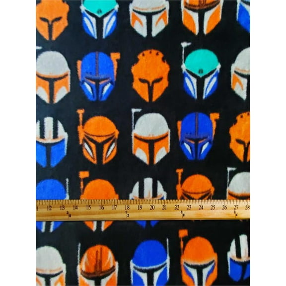 Fleece DISNEY'S MANDALORIAN Printed Fabric - HELMET LOGO pattern /58" Wide/ SOLD BY THE CONTINUOUS YARD
