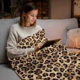 thumbnail image 5 of Retro Leopard Stripes Throw Blanket Flannel Fleece Throws, Brown Black Colored Blocks Lightweight Super Soft Warm Blankets for Couch Sofa Bed All Season Use, 40x50 in, 5 of 9