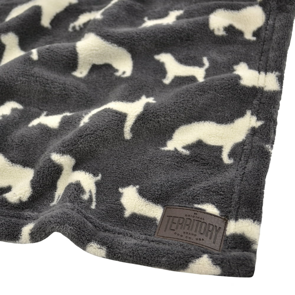 Territory FluffyFleece Dog Blanket, 30 x 36 Charcoal Dog Print