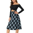 thumbnail image 5 of MODA NOVA Junior's Plaid High Waist Belted A-Line Casual Mid Skirt, 5 of 7