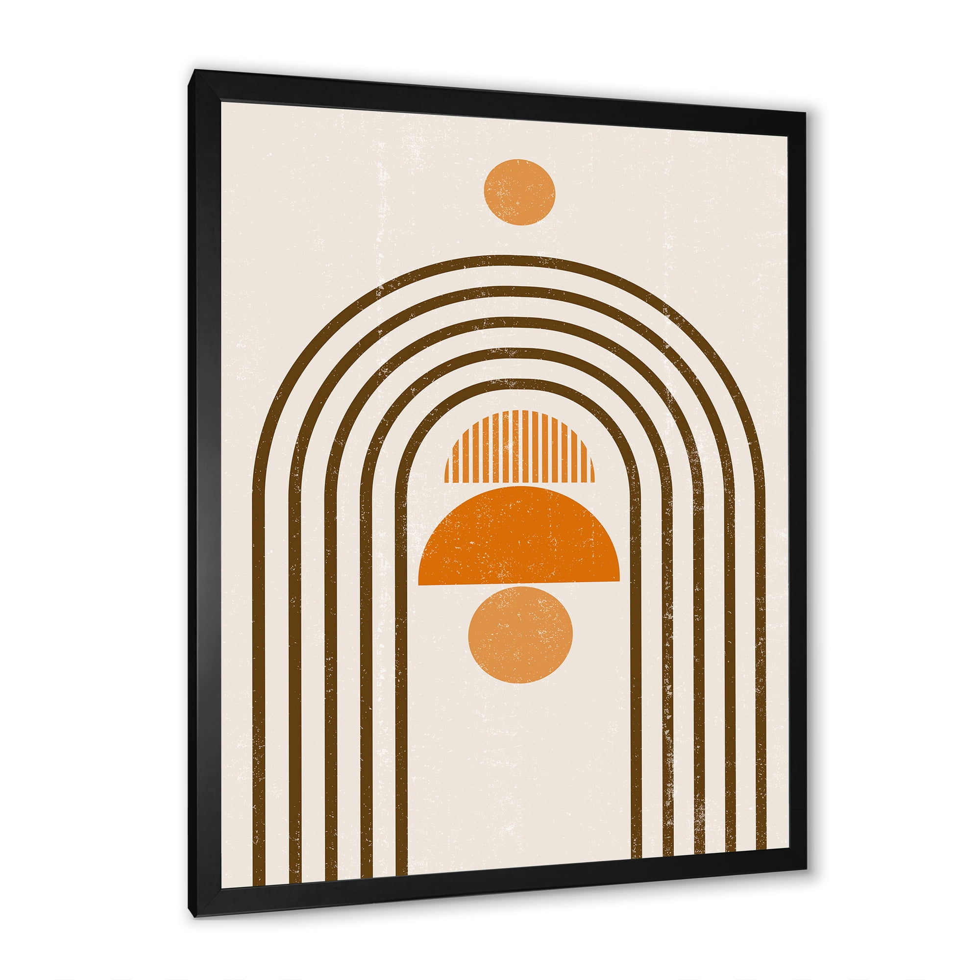 Designart 'Abstract Rainbow Moon and Sun In Earth Tones IV' Modern Framed Art Print