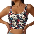 thumbnail image 2 of Picia rock record Skull artist Sports Bra for Women,Padded Strappy Sports Bras Medium Support Yoga Bra with Removable Cups,Running Yoga Bra-XX-Large, 2 of 9