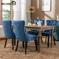 thumbnail image 3 of Velvet Tufted Dining Chair/Kitchen & Dining Room Chairs, High-End Upholstered Dining Chairs with Rubber Wood Legs and Nailhead Trim, Dining Chairs Set of 2 (Blue), 3 of 12