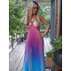 thumbnail image 5 of Vestidos de verano para mujer, vestidos casuales para vacaciones en la playa, vestidos largos plisados de moda con cuello colgante y degradado, 5 of 5