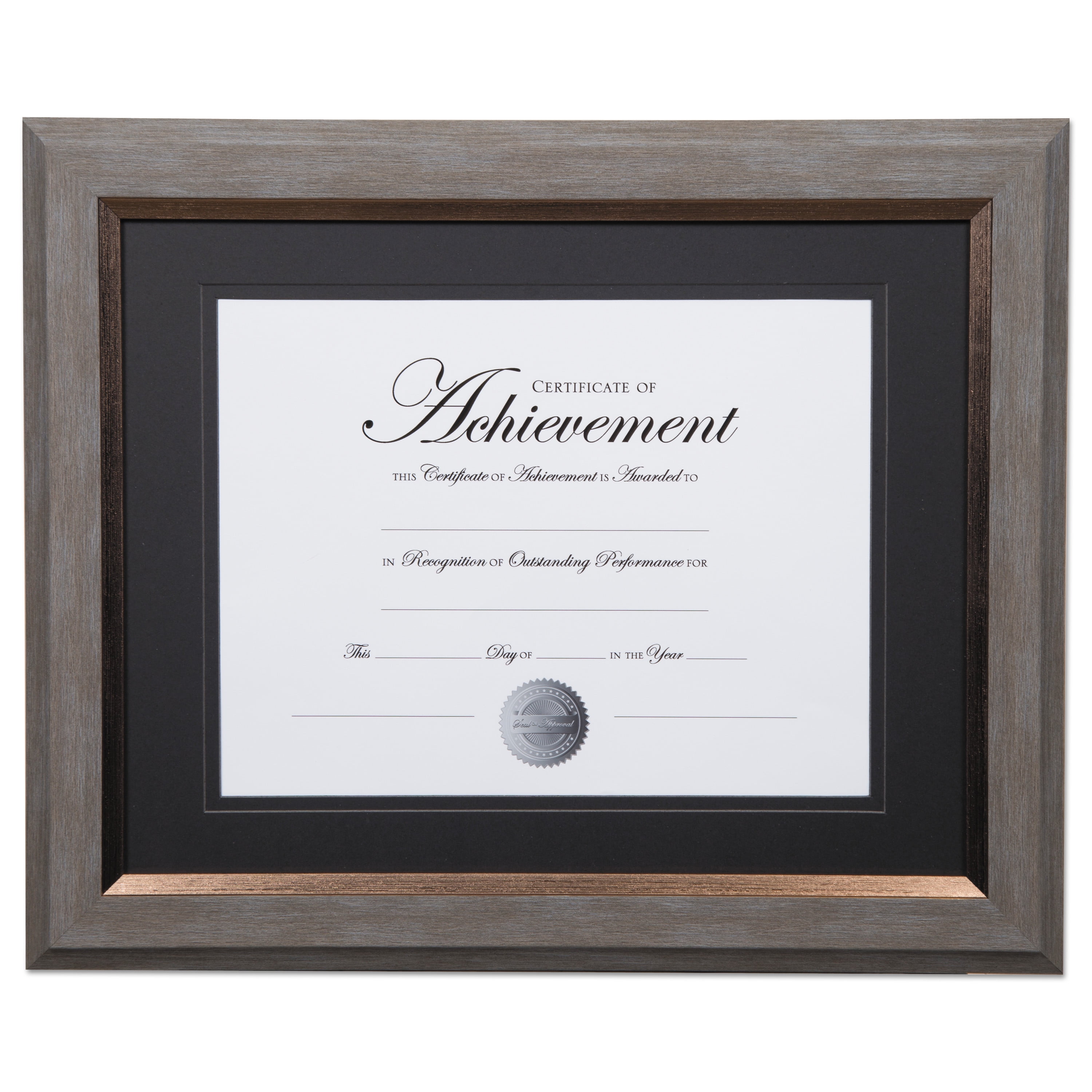 DAX 2Tone 11 x 14 Document Frame, 8 1/2 x 11 Insert, Gray/Gold Frame, Black Mat DAXN16982ST