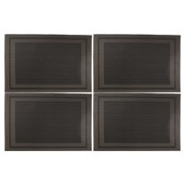 Unique Bargains 4 Pcs Double Frame Pattern Placemats PET Place Mats for Kitchen Table Washable Table Mats Black
