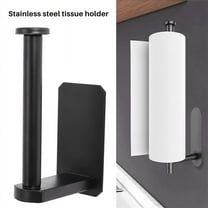 Toilet Paper Holder Self Adhesive Kitchen Washroom No Drilling for Bathroom Stick on Wall Stainless Steel Brushed - Black