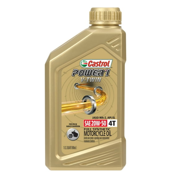 Castrol Power1 V-Twin 4T 20W-50 Full Synthetic Motorcycle Oil, 1 Quart