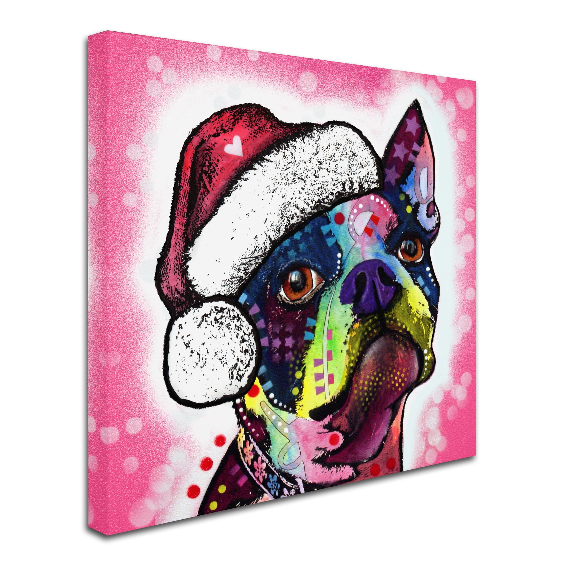 Trademark Fine Art 'Boston Terrier Christmas' Canvas Art by Dean Russo