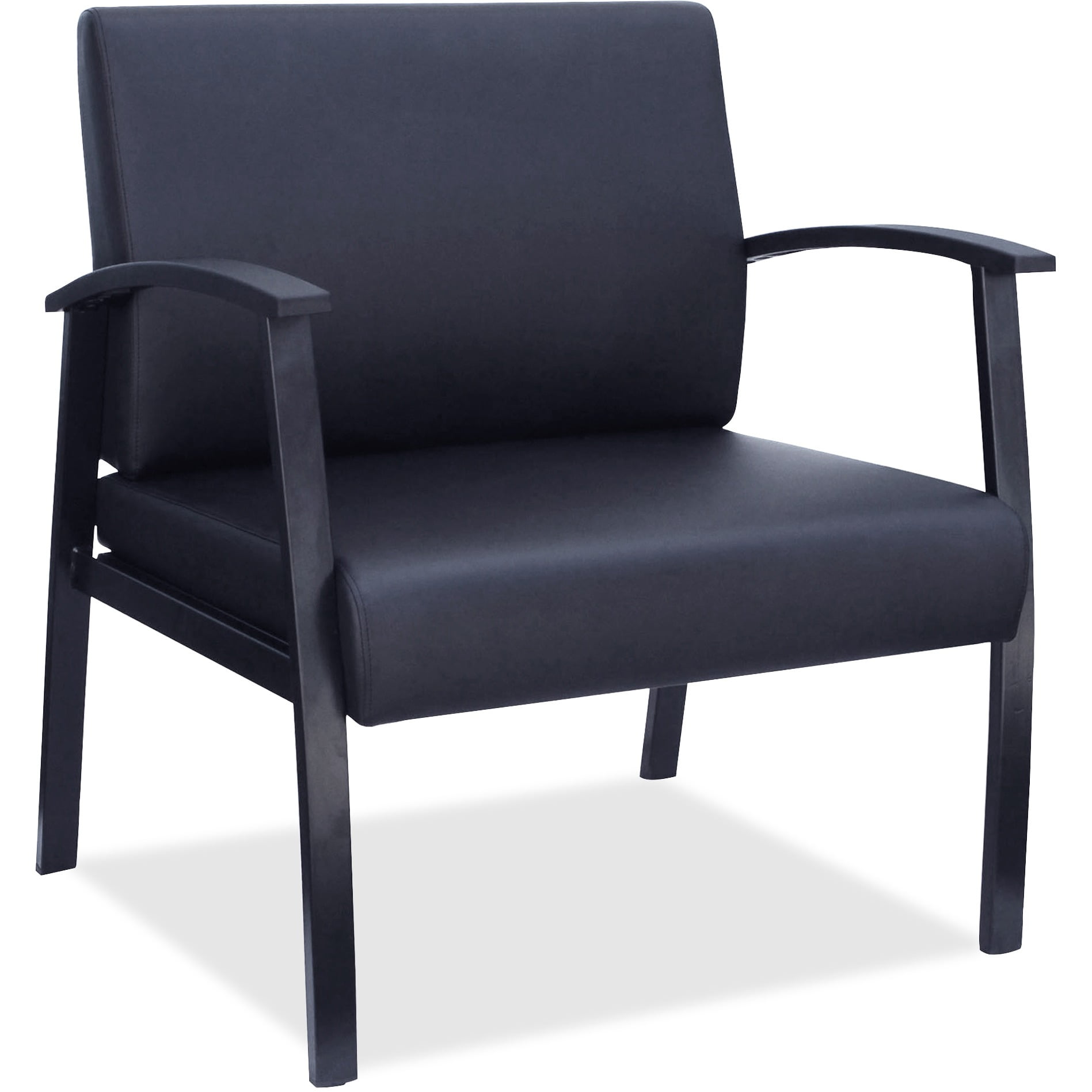 Lorell Big & Tall Black Leather Guest Reception Waiting Room Chair