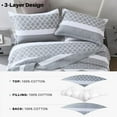 thumbnail image 3 of Bedduvit King Size Quilt Set - 100% Cotton Gray(Grey)/White Floal Striped Quilted Bedspread, Modern Classic Lightweight King Size Coverlet, 3-Piece Quilt Bedding Set with 2 Pillow Shams (98"x106"), 3 of 10