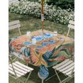 thumbnail image 3 of Square Outdoor Tablecloth with Umbrella Hole Seahorse Coastal Outside Table Cloth Waterproof Patio Table Cover Summer Nautical Starfish Coral Brown Anchor Zipper Tablecloths for Picnic 54x54 Inch, 3 of 8
