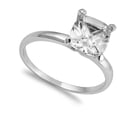 thumbnail image 4 of CHOOSE YOUR COLOR White CZ Square Facet Solitaire Engagement Ring Sterling Silver Band Female Size 5, 4 of 4