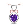 thumbnail image 2 of Star K� Heart Shape 8mm Amethyst Double Heart Halo Embrace Pendant Necklace, 2 of 9