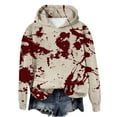 thumbnail image 1 of VBARHMQRT Chandail Violet pour Femmes 2024 Automne et Hiver Tendance à Multiples Taches Imprimé à Capuche Hauts de Sport, 1 of 2