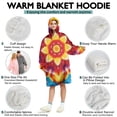 thumbnail image 5 of Rainbow Tie Dye Mandala Pattern Wearable Oversized Blanket,Wearable Blanket Hoodie for Adults,Cozy Hooded Blankets with Super Pockets,Super Warm Fuzzy Pullover for Women & Men, 5 of 6