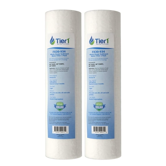 Tier1 30 Micron 10 Inch x 2.5 Inch | 2-Pack Whole House Sediment Water Filter Replacement Cartridge | Compatible with GE FXUSC, AP3416588, FXWPC, FXWSC, FNUS, GXWH20F, PS220410, Home Water Filter