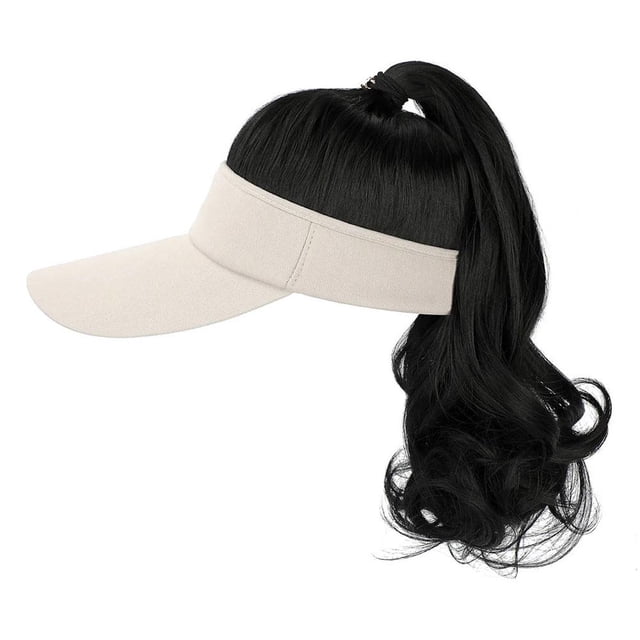 Daily Mix Store Perruque Chapeau pour Femmes Perruque Baseball avec Extensions de Cheveux Synthétiques Bouclés Chapeau Queue de Cheval avec Cheveux, Extensions Perruque Soleil Ponyta