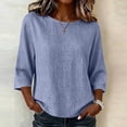thumbnail image 6 of Drses Women 2026 Cotton Linen Button Down Blouse, Long 3/4 Sleeve Striped Collared Shirt with Pockets Casual Office Summer Work Top, 6 of 6