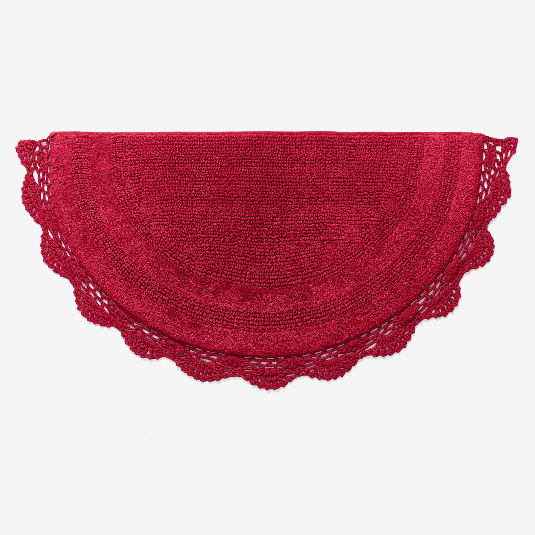 Brylanehome Half Round Reversible Crochet Bath Mat, Red