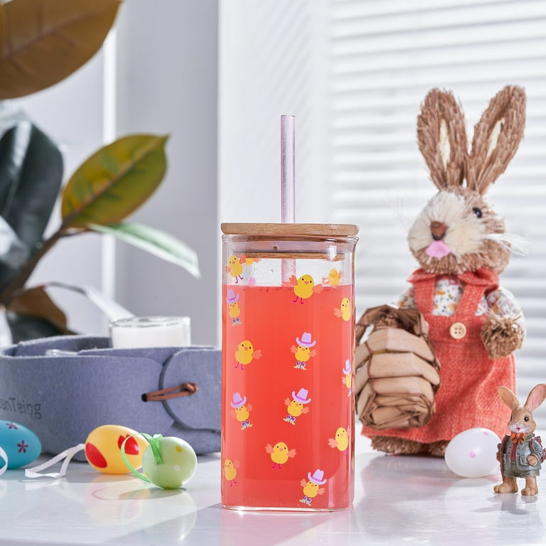 Way to Celebrate Country Chick Square Can Glass with Bamboo Lid