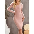 thumbnail image 6 of Asyoly Women Cable Knit Pullover Sweater Dress Crewneck Pencil Midi Bodycon Sweaters Dress, 6 of 8