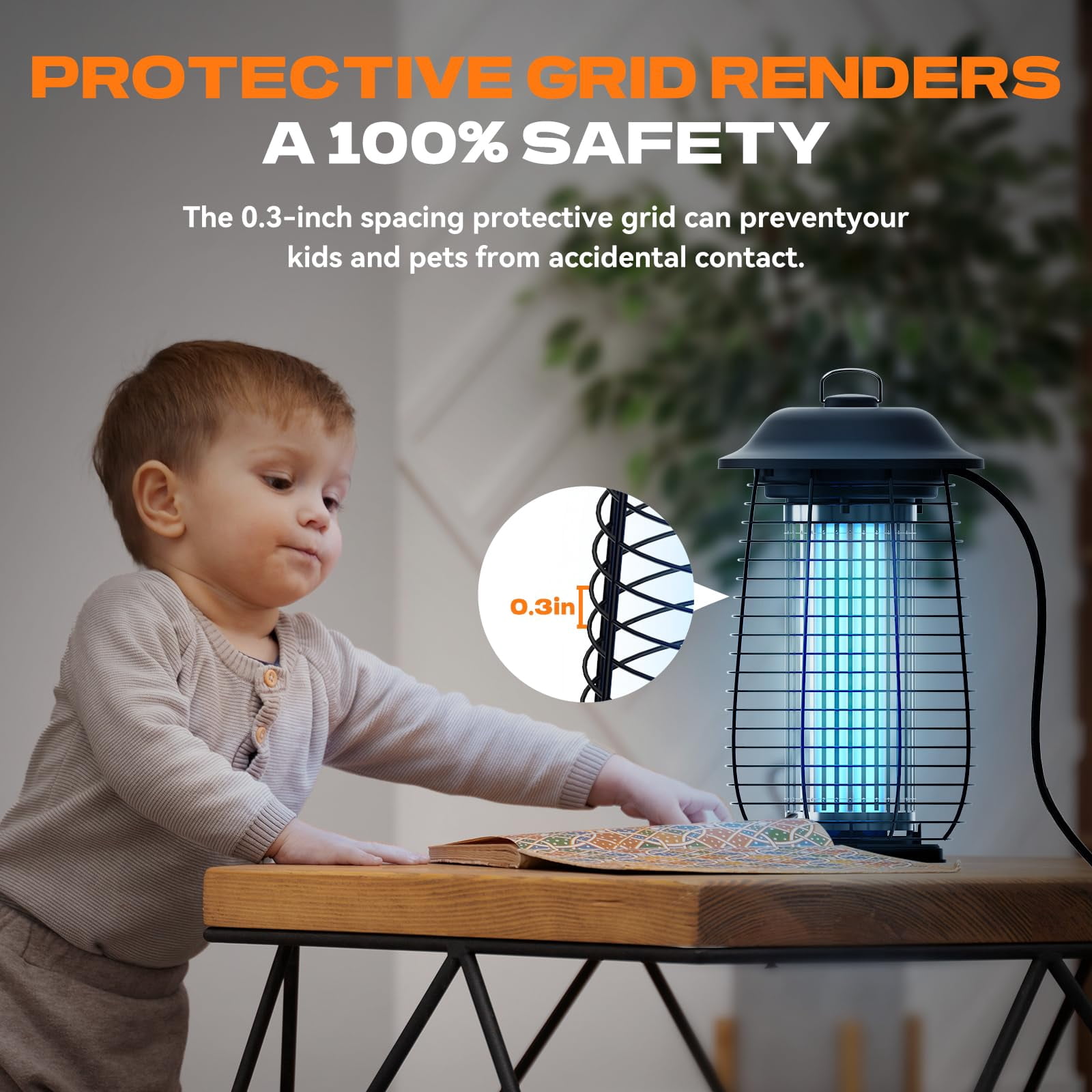 Zapper Indoor & Outdoor  4200v Electric Mosquito 10 Years Lifespan 6.5ft Power Cord Waterproof Fly Killer For Home Patio Kitchen Backyard Camping