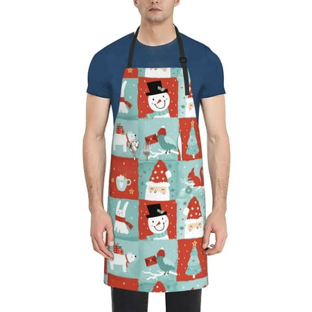 

Picia Warm Christmas Memories Waterproof Apron for Unisex Adult - Adjustable Bib Apron with Pockets Ideal for Cooking Gardening Painting and Household Chores