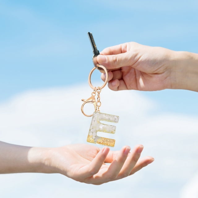 Translucent Resin Personalized Keychain Customizable Alphabet Letter Pendant Gift for Women