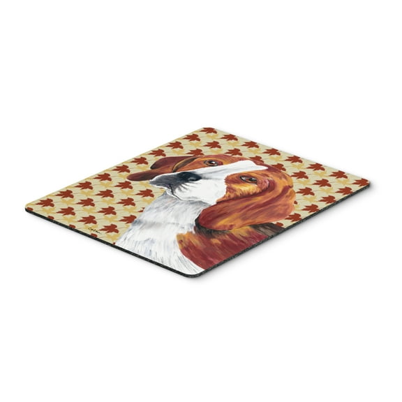 "Beagle Fall Leaves Portrait Mouse Pad Hot Pad or Trivet"