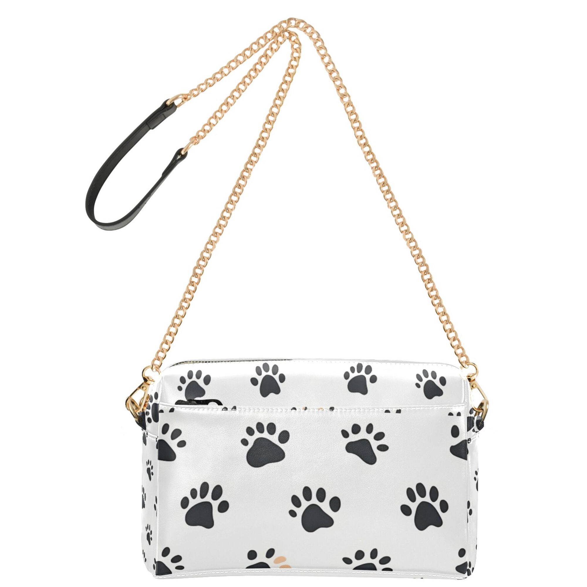 FORMRS Women Crossbody Purse with Chain Strap Vegan Leather Shoulder Handbag, Black Cartoon Cat Paw