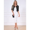 thumbnail image 4 of DARING DIVA Women's Lace Shrug Ruffle Cardigan Open Front Half Sleeve Bolero XS Black, 4 of 7