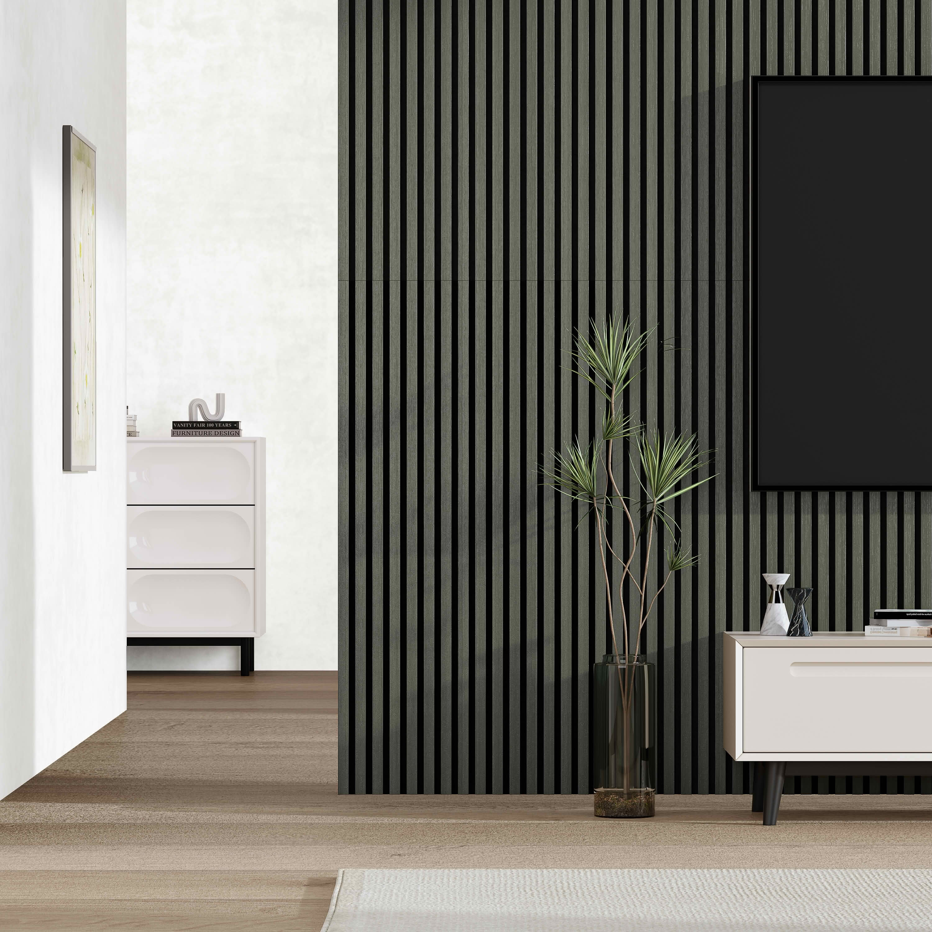 MAYEERTY Black Wood Veneer MDF Sound Absorbing Panel for Wall Decor, 47x24x1 Inch, 2 Pack