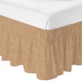 thumbnail image 2 of Tan Linen Bed Skirt Queen Size 16 Inch Drop, Rustic Boho Natural Sand Fiber Adjustable Elastic Dust Ruffles Bedskirt for Queen Bed Wrap Around Pleated Mattress Frame Cover, 2 of 9