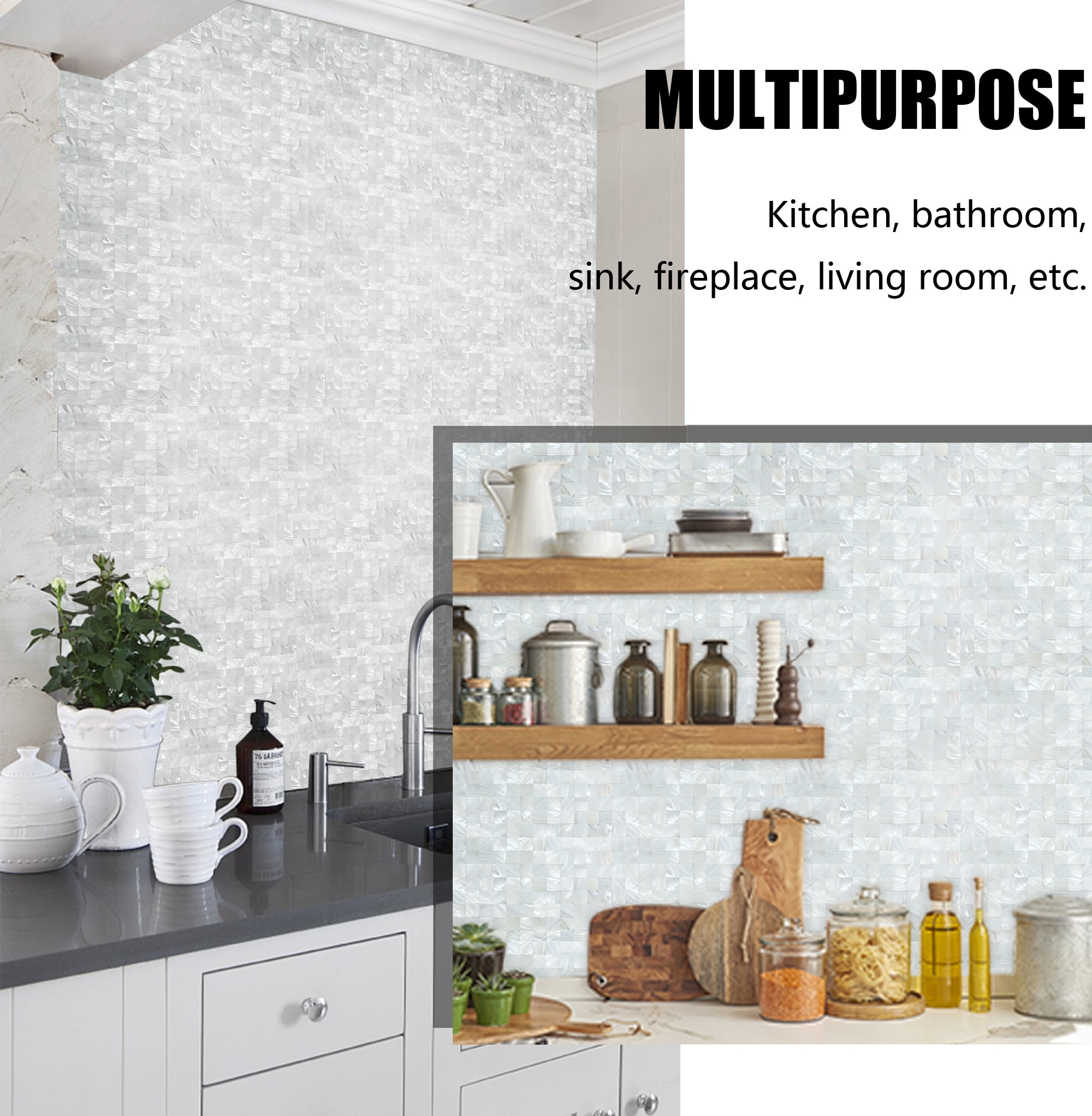 Buy KASARO Wall Tile Peel and Stick Mosaic Shell Backsplash Decor for