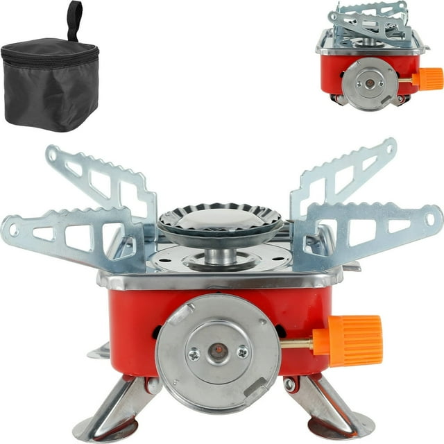 Réchaud à Gaz de Camping Mini Portable Réchauds de Camping en Acier Inoxydable Pliable Réchaud de Randonnée Chauffage Rapide Gril BBQ Réchaud Accessoires de Barbecue pour BBQ Randonnée