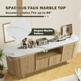 thumbnail image 3 of 63" Fluted TV Stand, Wooden Entertainment Center with Faux Marble Top, Modern Media Consoles for TVs Up to 80", TV Stands Cabinet with Storage & Adjustable Shelf for Living Room Bedroom (Natural), 3 of 7