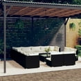 thumbnail image 1 of vidaXL 14 Piece Garden Lounge Set with Cushions Black Poly Rattan, 1 of 5