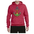 thumbnail image 2 of Trippy Mandala Nautical Colorful Mosaic Anchor | Mens Fashion Hooded Sweatshirt Graphic Hoodie, Vintage Heather Red, 3XL, 2 of 4