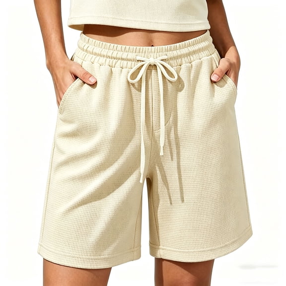 Tumotour Athletic Running Shorts for Women's Knee Length Outdoor Work Shorts Jogging Walkshort Drawstring Summer Bermuda Short with Pocket