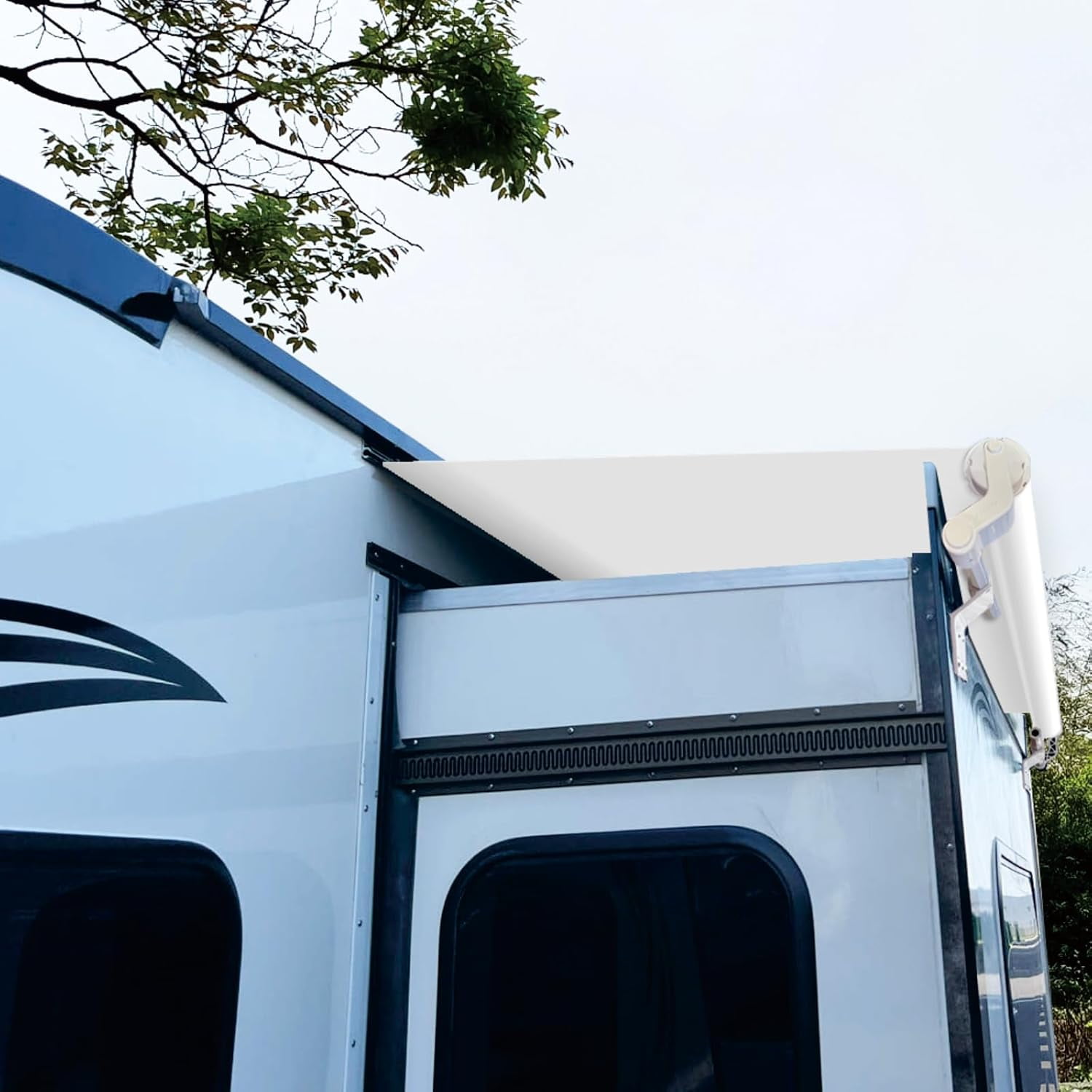 Dulepax RV Slide Out Awning Camper Topper Modular Slide Out Awning Kit for RVs,5th Wheels,Travel Trailers and Motorhomes-White,7'9''(7'1''Fabric)