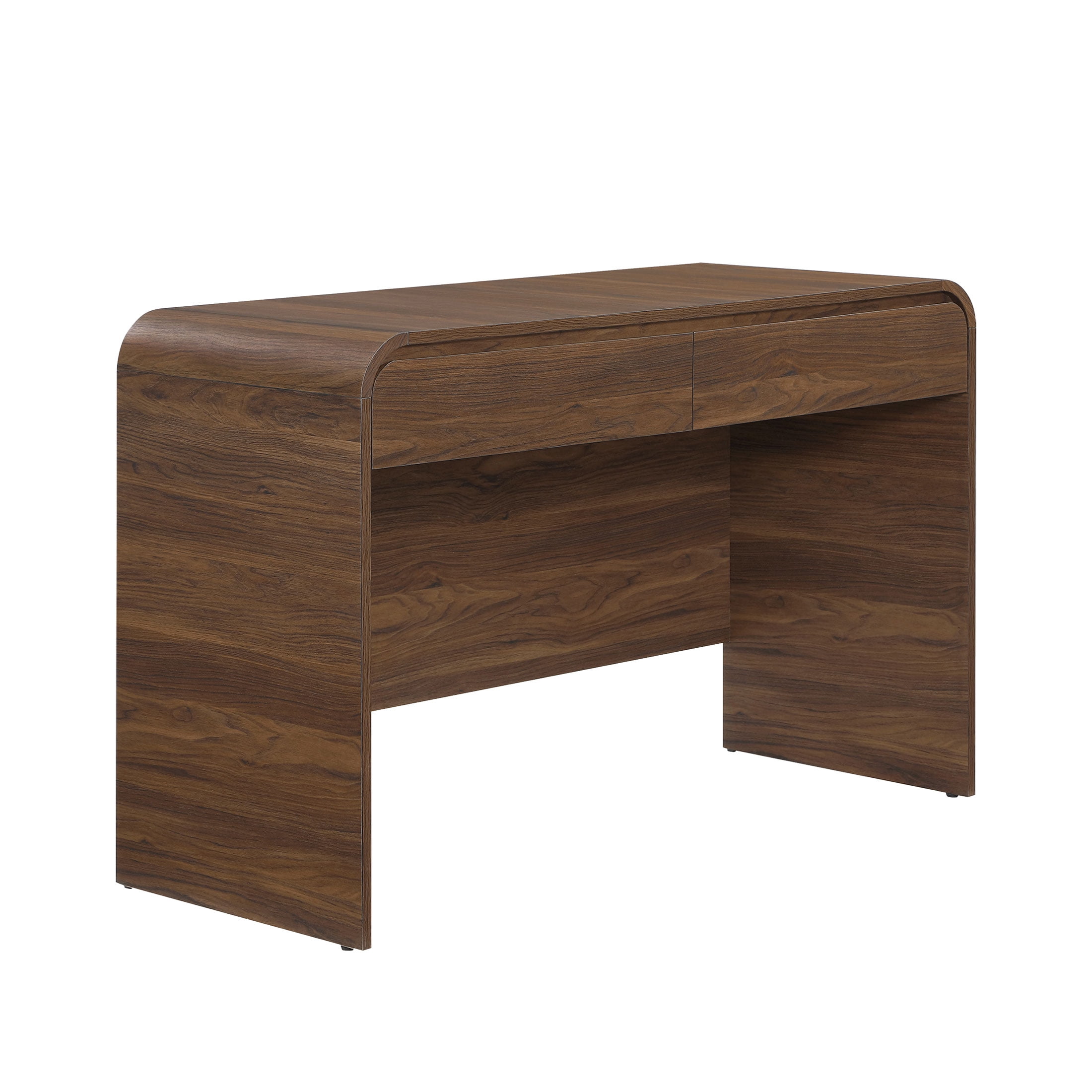 Better Homes & Gardens Juliet Curved Loft Desk with Storage, 19-inch depth, Walnut Finish